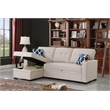 Pemberly Row Reversible Fabric Sleeper Sofa Bed & Chaise with Cup Holder-Beige