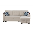 Pemberly Row Reversible Fabric Sleeper Sofa Bed & Chaise with Cup Holder-Beige