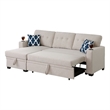 Pemberly Row Reversible Fabric Sleeper Sofa Bed & Chaise with Cup Holder-Beige