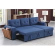 Pemberly Row Fabric Reversible Side Compartment Sleeper Sectional Sofa Bed-Blue