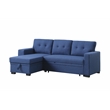 Pemberly Row Fabric Reversible Side Compartment Sleeper Sectional Sofa Bed-Blue
