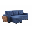 Pemberly Row Fabric Reversible Side Compartment Sleeper Sectional Sofa Bed-Blue