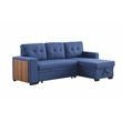 Pemberly Row Fabric Reversible Side Compartment Sleeper Sectional Sofa Bed-Blue