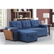 Pemberly Row Fabric Reversible Side Compartment Sleeper Sectional Sofa Bed-Blue