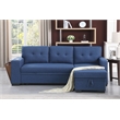 Pemberly Row Fabric Reversible Side Compartment Sleeper Sectional Sofa Bed-Blue