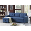 Pemberly Row Fabric Reversible Side Compartment Sleeper Sectional Sofa Bed-Blue