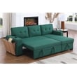 Pemberly Row Fabric Reversible Side Compartment Sleeper Sectional Sofa Bed-Green
