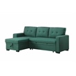 Pemberly Row Fabric Reversible Side Compartment Sleeper Sectional Sofa Bed-Green