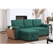 Pemberly Row Fabric Reversible Side Compartment Sleeper Sectional Sofa Bed-Green
