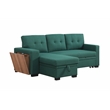 Pemberly Row Fabric Reversible Side Compartment Sleeper Sectional Sofa Bed-Green