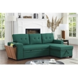 Pemberly Row Fabric Reversible Side Compartment Sleeper Sectional Sofa Bed-Green