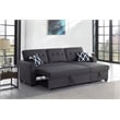 Pemberly Row Reversible Fabric Sleeper Sofa Bed & Chaise w/ Cup Holder-Dark Gray