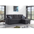 Pemberly Row Reversible Fabric Sleeper Sofa Bed & Chaise w/ Cup Holder-Dark Gray
