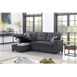 Pemberly Row Reversible Fabric Sleeper Sofa Bed & Chaise w/ Cup Holder-Dark Gray