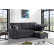 Pemberly Row Reversible Fabric Sleeper Sofa Bed & Chaise w/ Cup Holder-Dark Gray