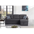 Pemberly Row Reversible Fabric Sleeper Sofa Bed & Chaise w/ Cup Holder-Dark Gray