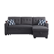Pemberly Row Reversible Fabric Sleeper Sofa Bed & Chaise w/ Cup Holder-Dark Gray