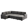 Pemberly Row Fabric Left Hand Facing Sectional Sleeper Sofa Bed & Couch - Gray