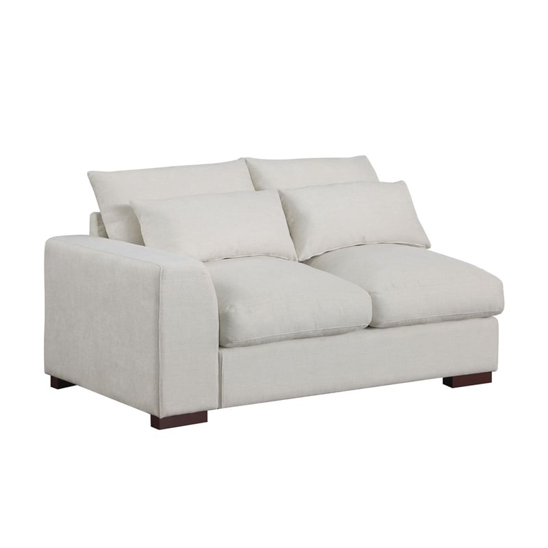 Pemberly Row Fabric Modular Sectional Sofa & Chaise w/2 Ottomans in Beige