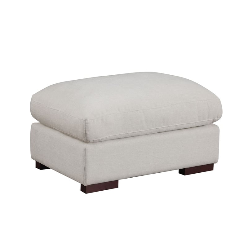 Pemberly Row Fabric Modular Sectional Sofa & Chaise w/2 Ottomans in Beige