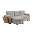 Pemberly Row Fabric Reversible Side Compartment Sectional Sofa Bed - Light Gray