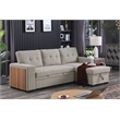 Pemberly Row Fabric Reversible Side Compartment Sectional Sofa Bed - Light Gray