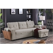 Pemberly Row Fabric Reversible Side Compartment Sectional Sofa Bed - Light Gray