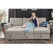 Pemberly Row Fabric Reversible Side Compartment Sectional Sofa Bed - Light Gray