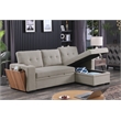 Pemberly Row Fabric Reversible Side Compartment Sectional Sofa Bed - Light Gray