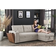 Pemberly Row Fabric Reversible Side Compartment Sectional Sofa Bed - Light Gray