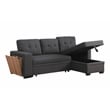 Pemberly Row Fabric Reversible Side Compartment Sectional Sofa Bed - Dark Gray