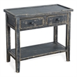 Pemberly Row Traditional Black Sand Solid Wood Side Table with 2 Drawers