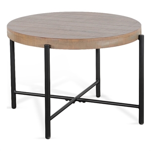 Pemberly Row Traditional Solid Wood Round 28&quot Distressed End Table in Oak