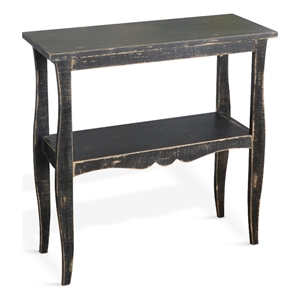 Pemberly Row Double Shelf Black Sand Solid Wood and Veneers Side Table