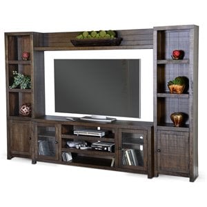 Pemberly Row Transitional 112&quot Wood Entertainment Wall in Tobacco Leaf