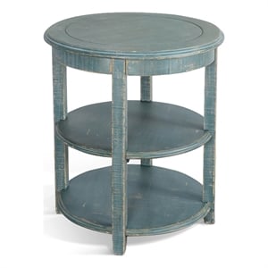 Pemberly Row Green Sea Grass Solid Wood and Veneers Side Table