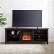 Pemberly Row MDF Rustic Farmhouse Electric Fireplace Wood TV Stand - Espresso