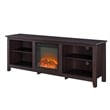 Pemberly Row MDF Rustic Farmhouse Electric Fireplace Wood TV Stand - Espresso