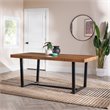 Pemberly Row Modern Farmhouse Solid Plank Top Dining Table in Rustic Oak
