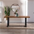 Pemberly Row Modern Farmhouse Solid Plank Top Dining Table in Rustic Oak