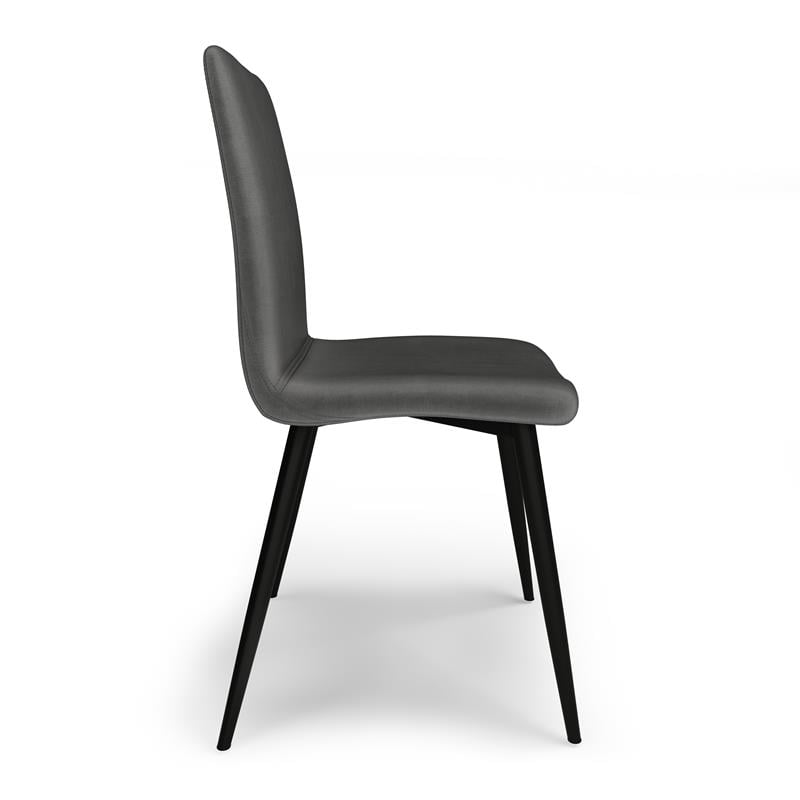 Pemberly Row Mid-Century Dining Chair (Set of 2) in Dark Gray Velvet Fabric