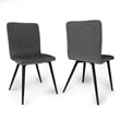Pemberly Row Mid-Century Dining Chair (Set of 2) in Dark Gray Velvet Fabric