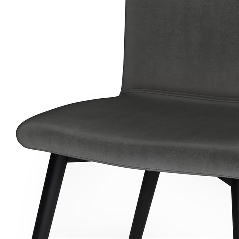 Pemberly Row Mid-Century Dining Chair (Set of 2) in Dark Gray Velvet Fabric