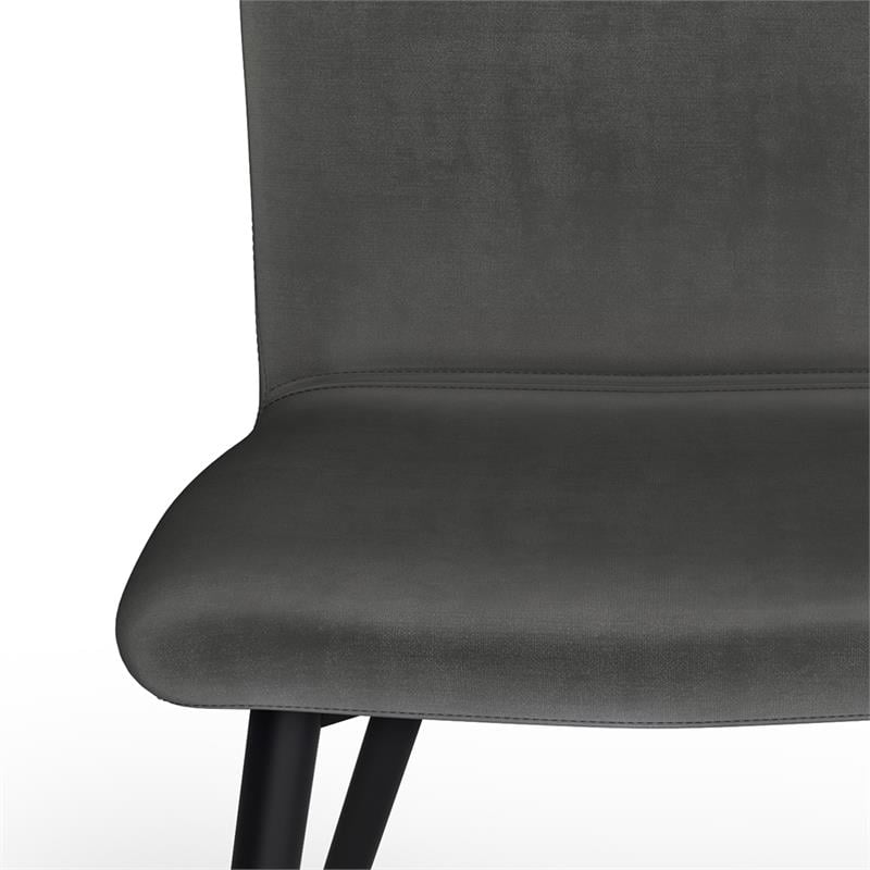 Pemberly Row Mid-Century Dining Chair (Set of 2) in Dark Gray Velvet Fabric