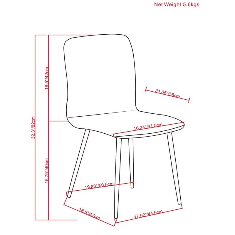 Pemberly Row Mid-Century Dining Chair (Set of 2) in Dark Gray Velvet Fabric