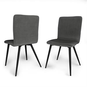 Pemberly Row Mid-Century Dining Chair (Set of 2) in Dark Gray Velvet Fabric