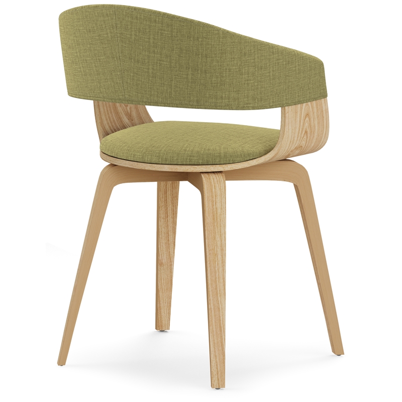 Pemberly Row Mid-Century Bentwood Dining Chair with light Wood in Acid Green