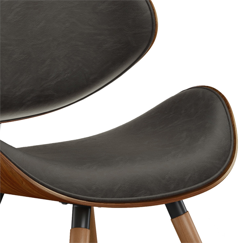 Pemberly Row Mid-Century Modern Dining Chair in Distressed Brown Faux Leather