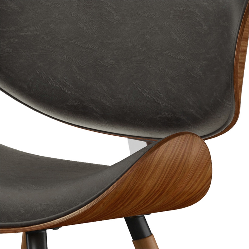 Pemberly Row Mid-Century Modern Dining Chair in Distressed Brown Faux Leather