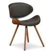 Pemberly Row Mid-Century Modern Dining Chair in Distressed Brown Faux Leather